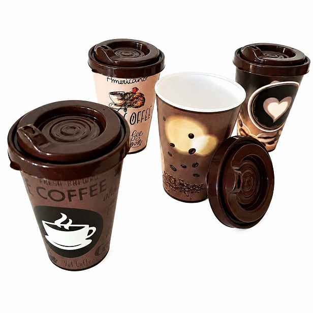 PROHOME - Kelímek umělá hmota 400ml Coffee různé dekory