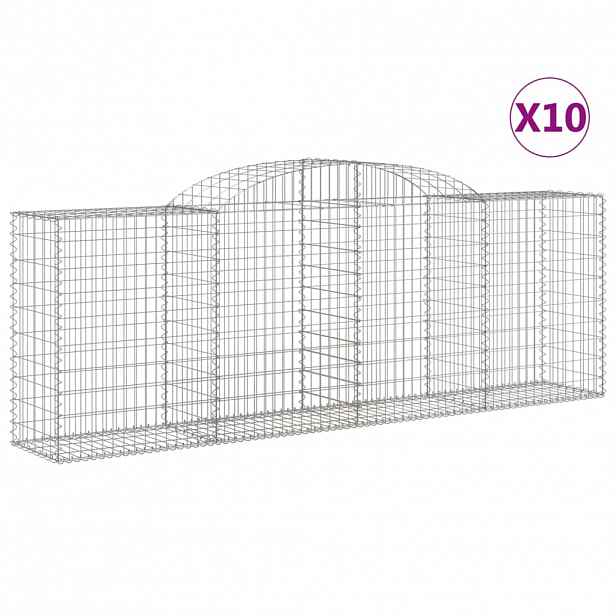vidaXL Klenuté gabionové koše 10ks 300x50x100/120cm pozinkované železo