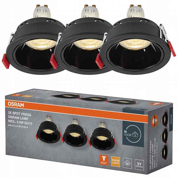 3x Stropní Led svítidlo Kulaté Stropní Svítidlo GU10 4.5W 400lm 2700K Osram