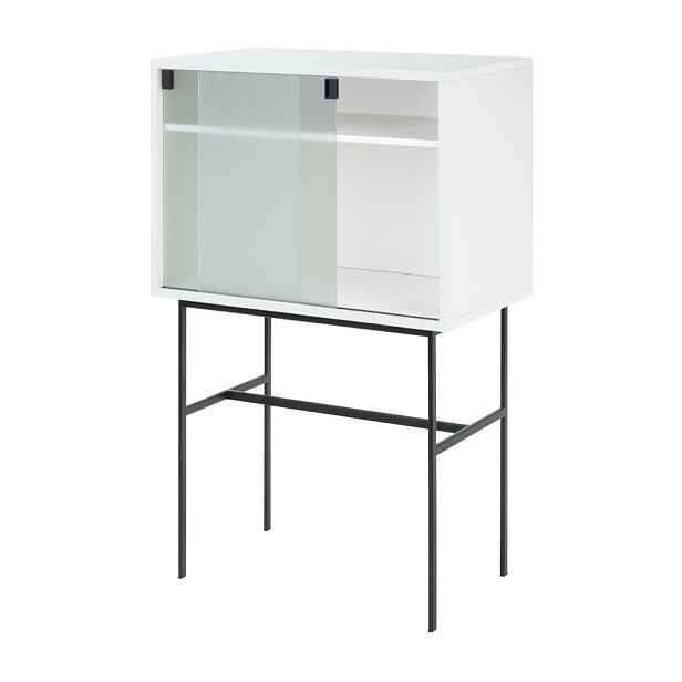 Šedobéžová vitrína s posuvnými dveřmi 70x109x40 cm Lekko – noo.ma