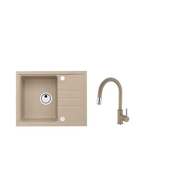 SET ALVEUS INTERMEZZO 30/55 + BATERIE DELOS 55 obdélníkový granitový dřez 595 x 475 mm v setu s baterií