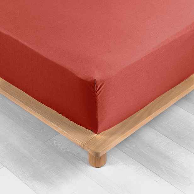 Napínací prostěradlo z bavlněného perkálu v cihlové barvě 90x190 cm Percaline – douceur d'intérieur