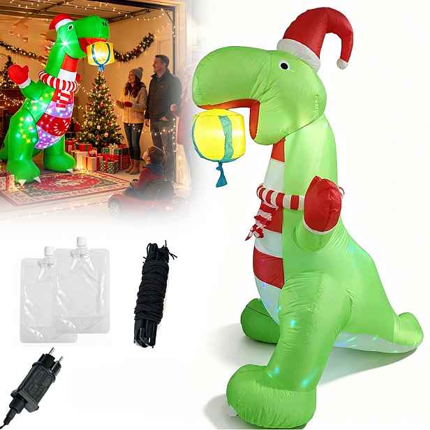 Velká Nafukovací vánoční ozdoba Dinosaurus 240 CM Vánoční Led Ozdoba