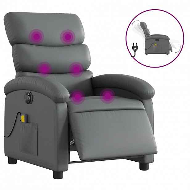 vidaXL Elektrické masážní polohovací křeslo šedé umělá kůže