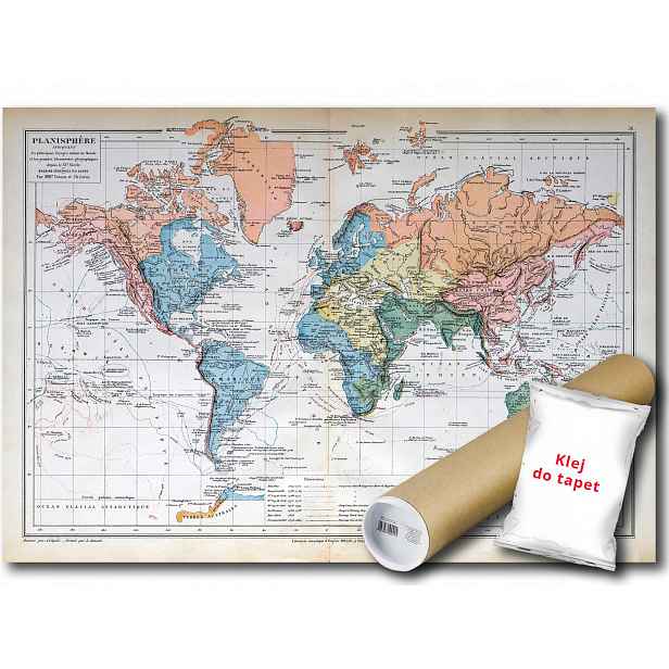 Vinylová fototapeta Mapa Retro Vintage 152x104