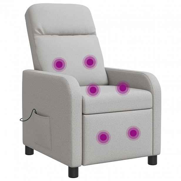 vidaXL Masážní polohovací křeslo Oblačno šedá Textil