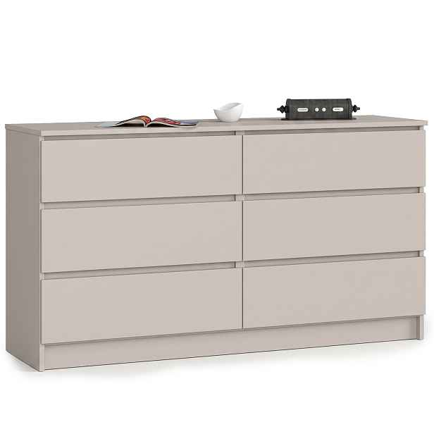 Ak furniture Komoda CLP 6SZ 140 cm kašmír