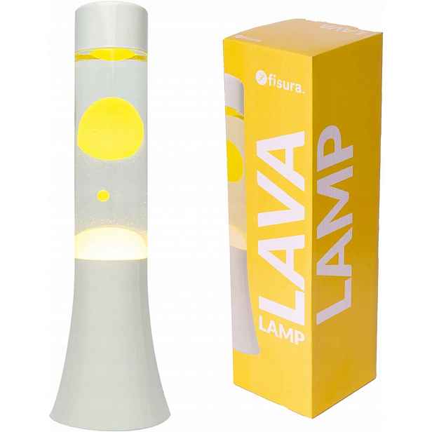 Lávová lampa magma Lava Lawa lampa kov/sklo LT1813 Bílá Žlutá magmatická