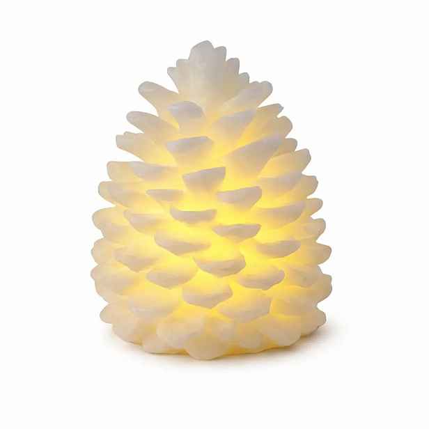 LED svíčka z pravého vosku na baterii, šiška, ø 10 × 13 cm, bílá, CR2032