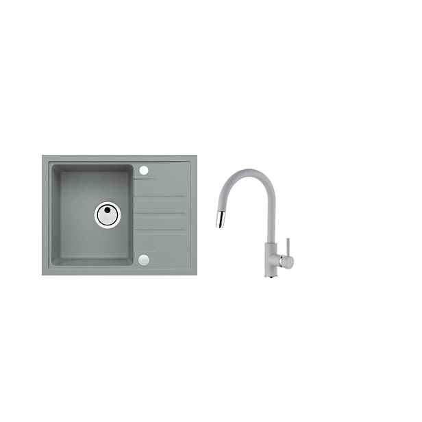 SET ALVEUS INTERMEZZO 30/81 + BATERIE DELOS 81 obdélníkový granitový dřez 595 x 475 mm v setu s baterií