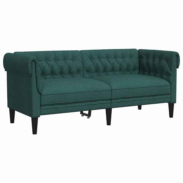 vidaXL Chesterfield pohovka 2místná tmavě zelená textil