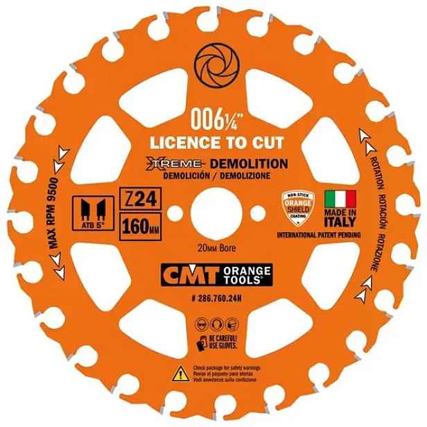 Cmt pilový kotouč XTreme na demoliční práce D160*20*2,3mm 24z Hw C28676024H