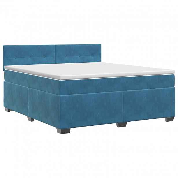 vidaXL Postel boxspring s matrací Tmavě modrá 160 x 200 cm Samet