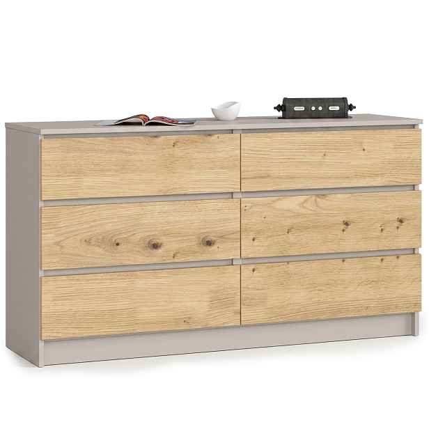 Ak furniture Komoda CLP 6SZ 140 cm kašmír/dub Artisan