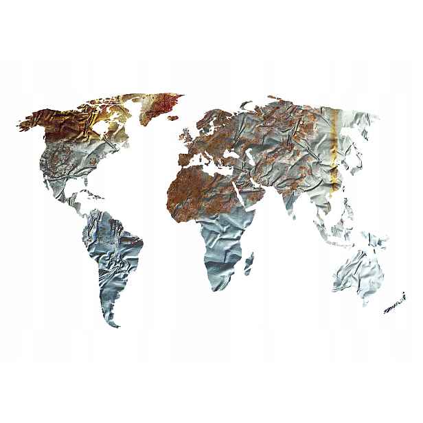 Fototapeta Kovová mapa světa Bílé pozadí Efekt starověku 208x146 lepidlo