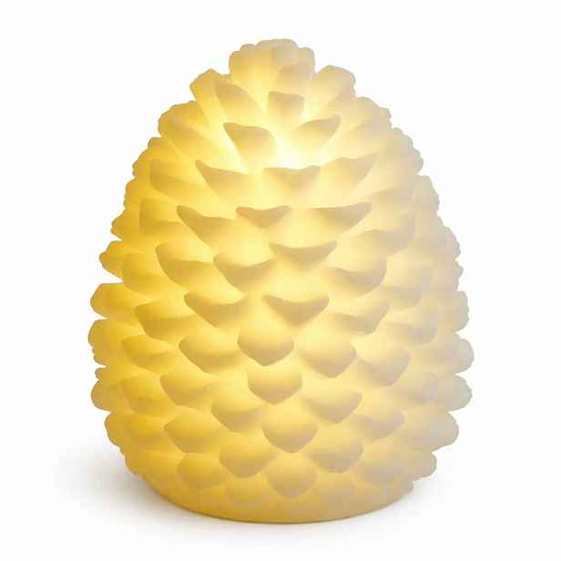 LED svíčka z pravého vosku na baterie, šiška, ø 14 × 18,5 cm, bílá, 2× AA