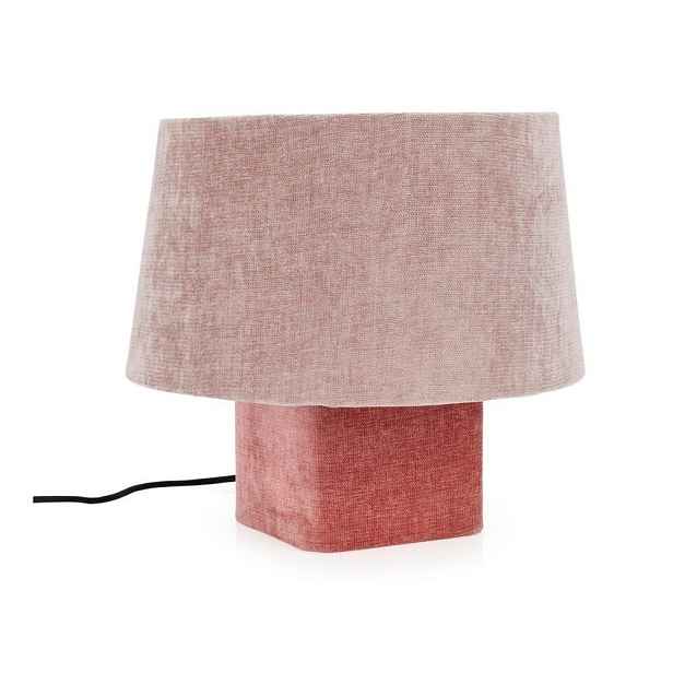 Růžová kovová stolní lampa s textilním stínidlem (výška 35 cm) Demra – Bizzotto