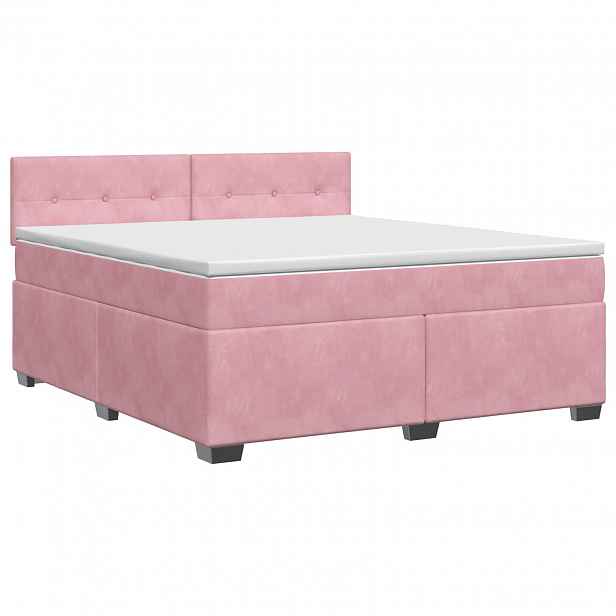 vidaXL Postel boxspring s matrací s čelo Růžová 160 x 200 cm Samet