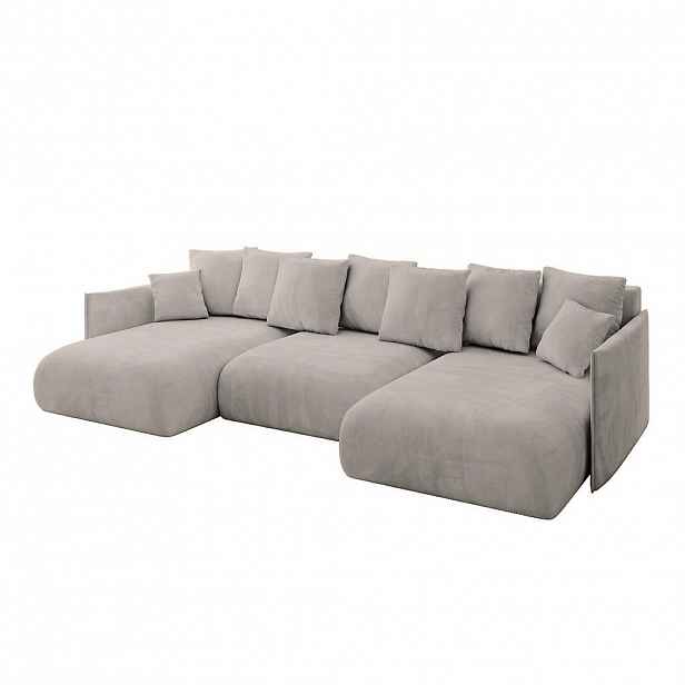 ALTDECOR SEDACÍ SOUPRAVA s funkcí lůžka a úložným prostorem pod postelí ONESK-U 317x177x72 světle hnědá barva velur