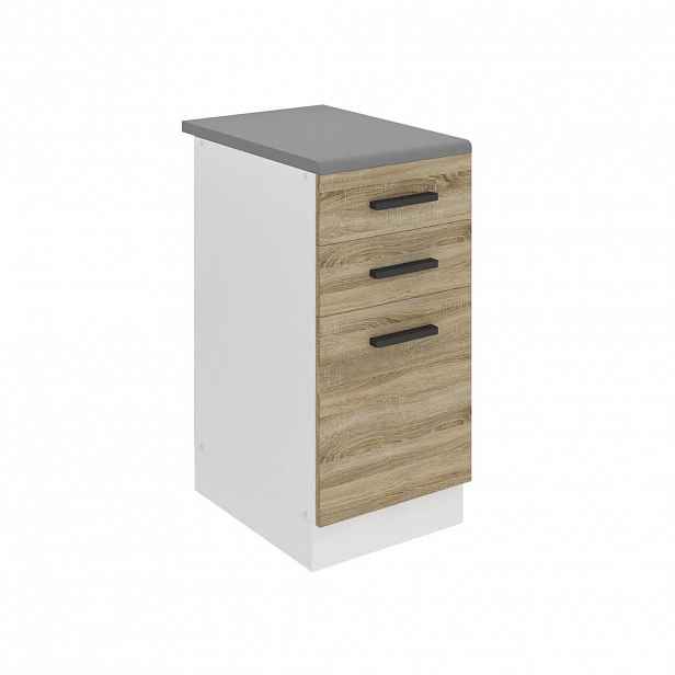 B BELINI GROUP KUCHYŇSKÁ SPODNÍ SKŘÍŇKA 40 cm, s pracovní deskou, se zásuvkami, Dub Sonoma