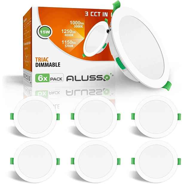 Led bodové stropní reflektory 230V 15W IP44 Cct 3v1 Alusso bílé 6 ks