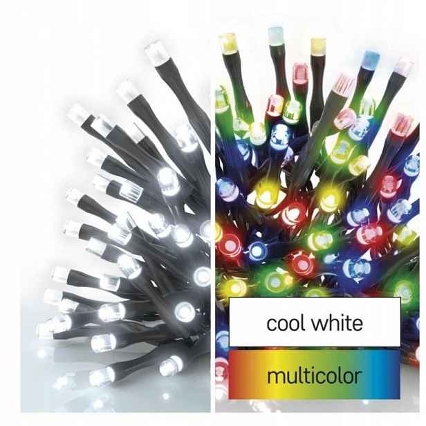 Led vánoční řetěz 2v1, 10 m, venkovní i vnitřní, studená bílá/multicolor,…