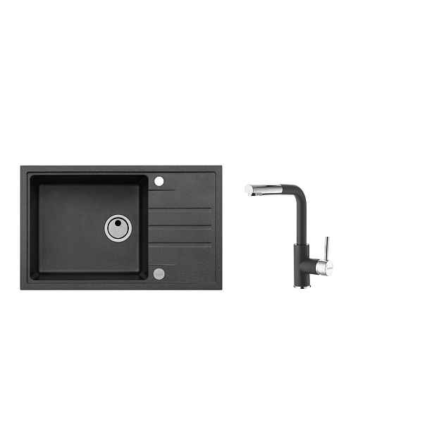 SET ALVEUS INTERMEZZO 130/91 + BATERIE SIROS 91 obdélníkový granitový dřez 595 x 475 mm v setu s baterií