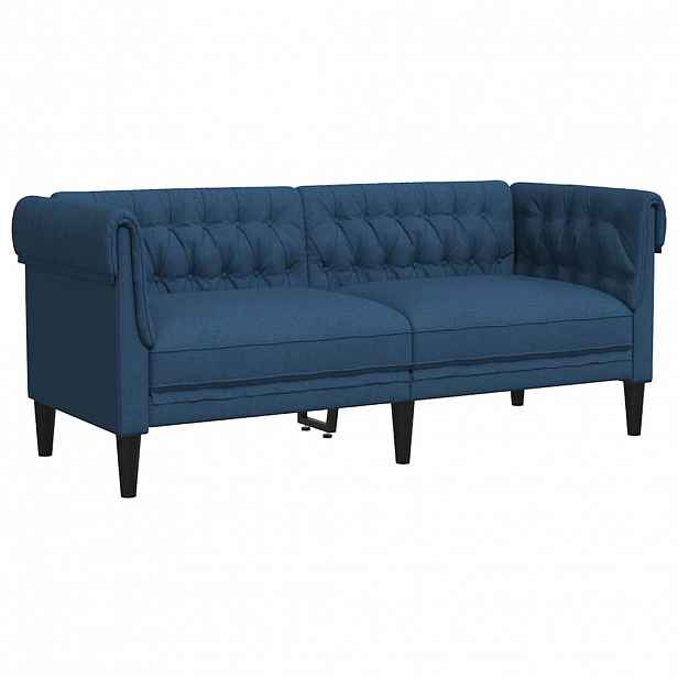 vidaXL Chesterfield pohovka 2místná modrá textil