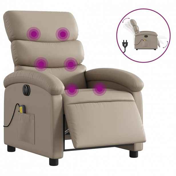 vidaXL Elektrické masážní polohovací křeslo cappuccino umělá kůže