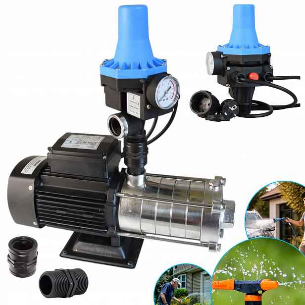 Výkonná Pumpa 5-ROTORŮ Inox 1100W 130L/MIN Ovládání Provozu Čerpadla Regulace
