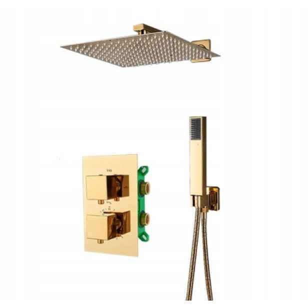 Sprchový Set Pod Omítku Zlatý Termostat Box