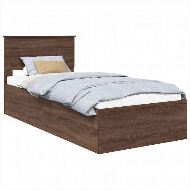 vidaXL Rám postele s čelo Hnědý dub 75 x 190 cm Kompozitní dřevo