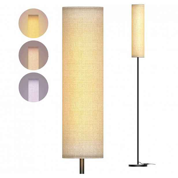 12W Stojací Led podlahová lampa 175 cm pro čtení Abažur Béžová E27
