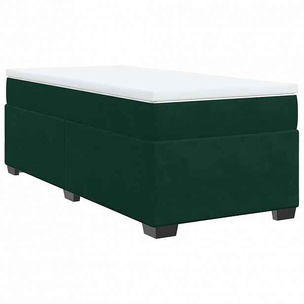 vidaXL Box spring postel s matrací tmavě zelená 90x190 cm samet