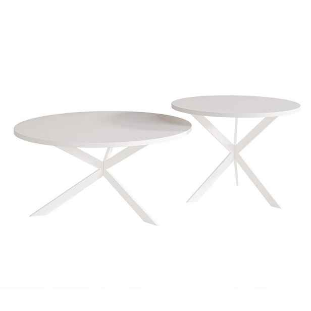 Idohome KONFERENČNÍ STOLEK LIBERO kulatý z MDF, bílý / arkticky bílý