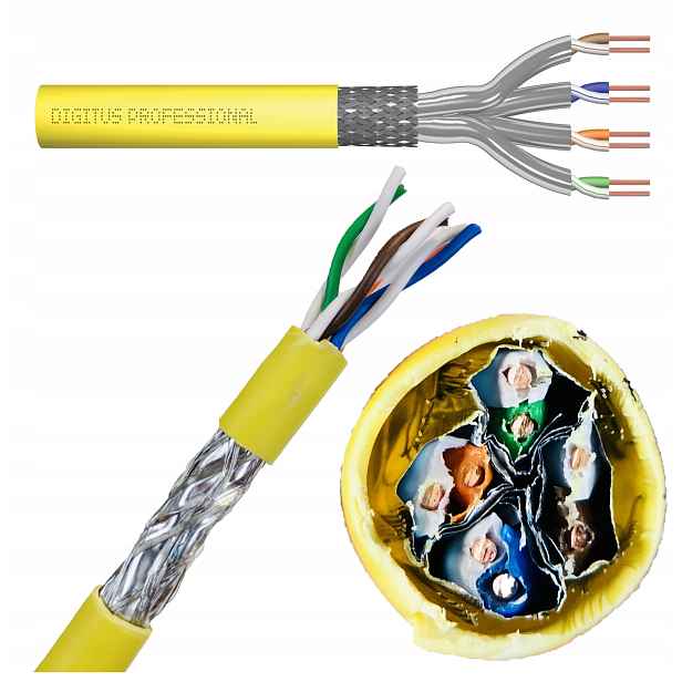 Internetový kabel síťový Lan kroucený AWG22 kat.7A S/ftp drát 25 m