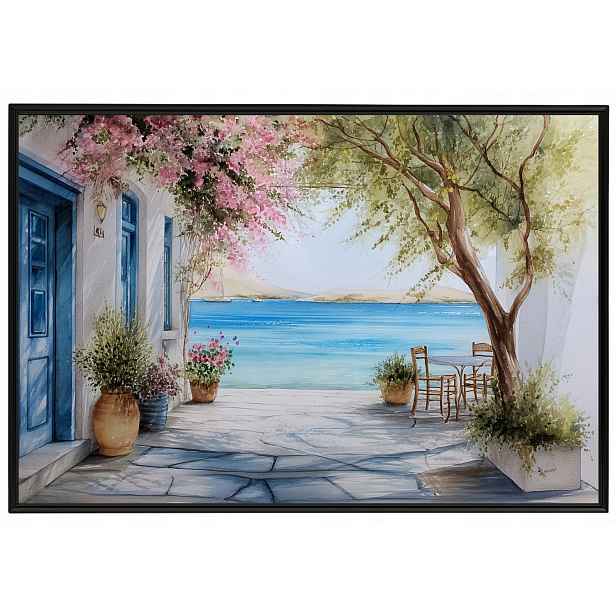 Plakát Rámeček Hliníkový Řecko Bouganvillea Výhled Na Moře 60x40