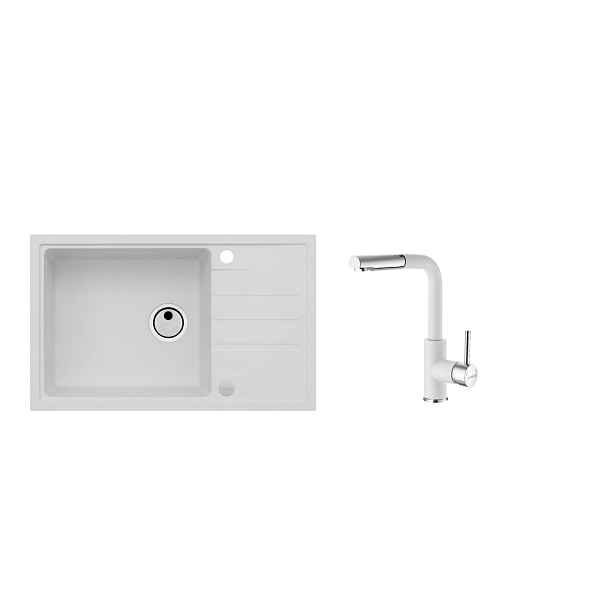SET ALVEUS INTERMEZZO 130/11 + BATERIE SIROS 11 obdélníkový granitový dřez 595 x 475 mm v setu s baterií