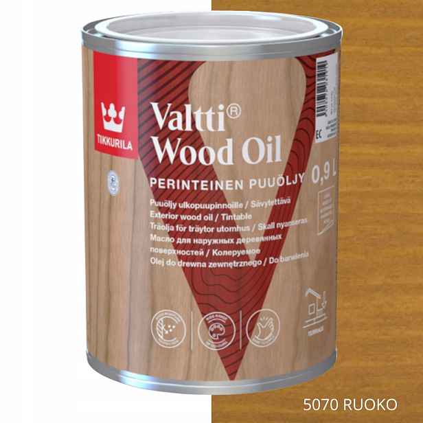 Tikkurila Valtti Wood Oil Olej Na Dřevo 0,9 L Barva 5070 Ruoko