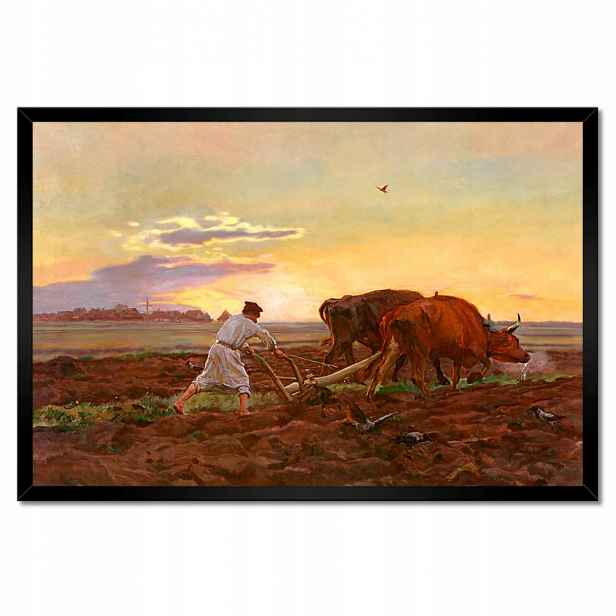 Plakáty v rámu 60x40 Chełmoński Orka Vesnice Pole
