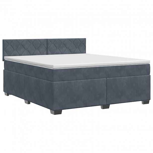 vidaXL Postel boxspring s matrací s čelo Tmavě šedá 160 x 200 cm Samet