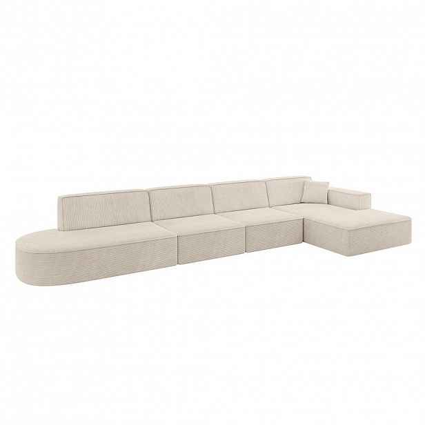 ALTDECOR ROHOVÁ SEDACÍ SOUPRAVA s otomanem vpravo IREA-L3-v4 – 412 × 165 × 77 cm, béžová