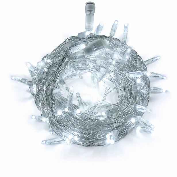 LED tekoucí světlo, 6 m, ledově bílá, 96 diod, čirý kabel IP44, 24V