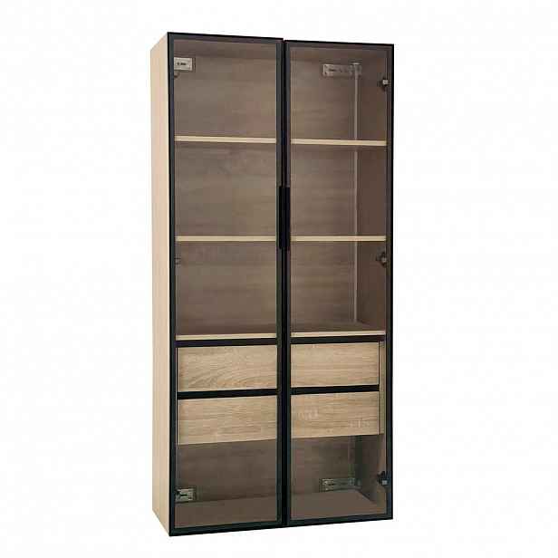 Modfu SADA koupelnových skříněk z MDF 73x36x155 cm přírodní s LED osvětlením, mléčným sklem a flexibilní montáží