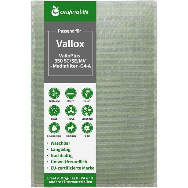 Náhradní filtr pro rekuperaci Vallox ValloPlus 350 Omyvatelný Kwl Pp