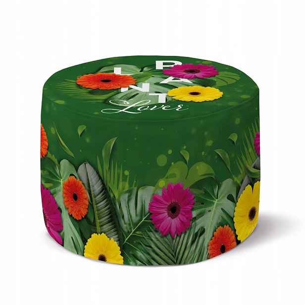 Podnožka Taburet Kulatá Zelená s Květinami Plant Lover 35 x 25 cm Taburet Stolička