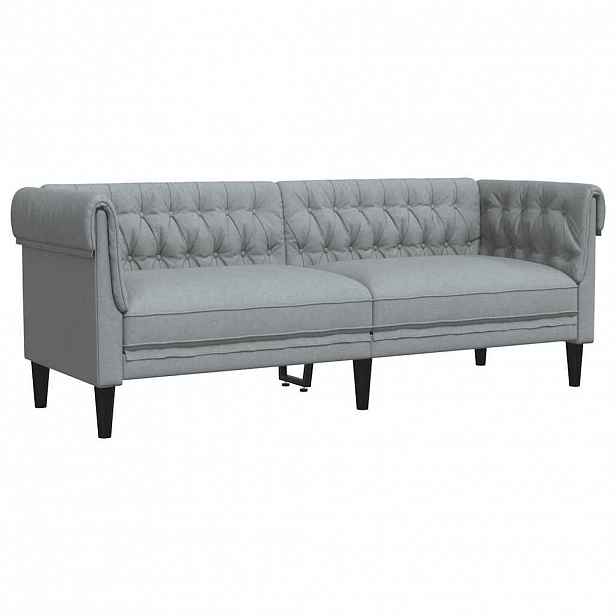 vidaXL Chesterfield pohovka 3místná světle šedá textil