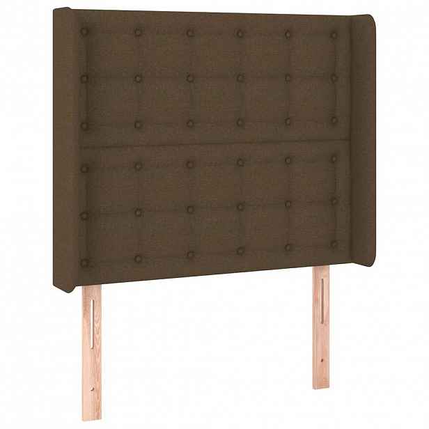vidaXL Čelo postele typu ušák tmavě hnědé 93x16x118/128 cm textil