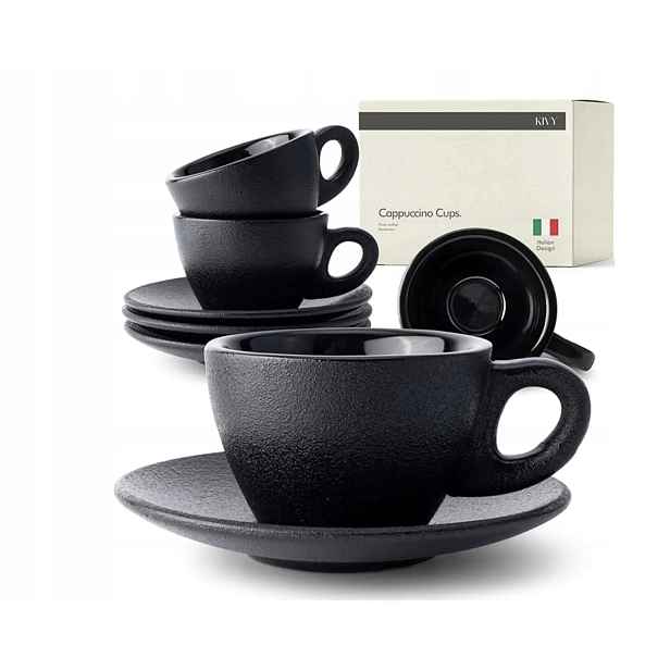 Sada 4 šálků na espresso Kivy Kamionka 180 ml Černá