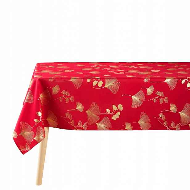 Ubrus Polyester Zlatý Ginkgo 150 X 240 CM Červený